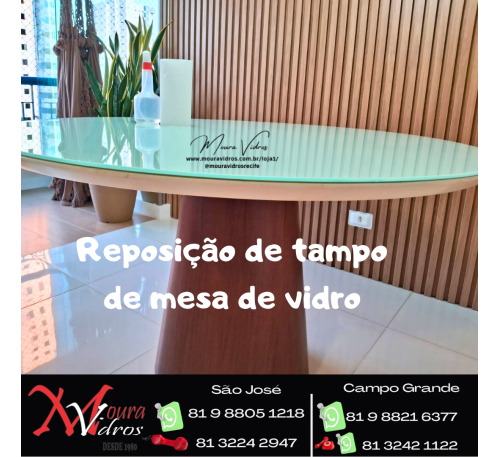 Reposição de tampo de mesa de vidro